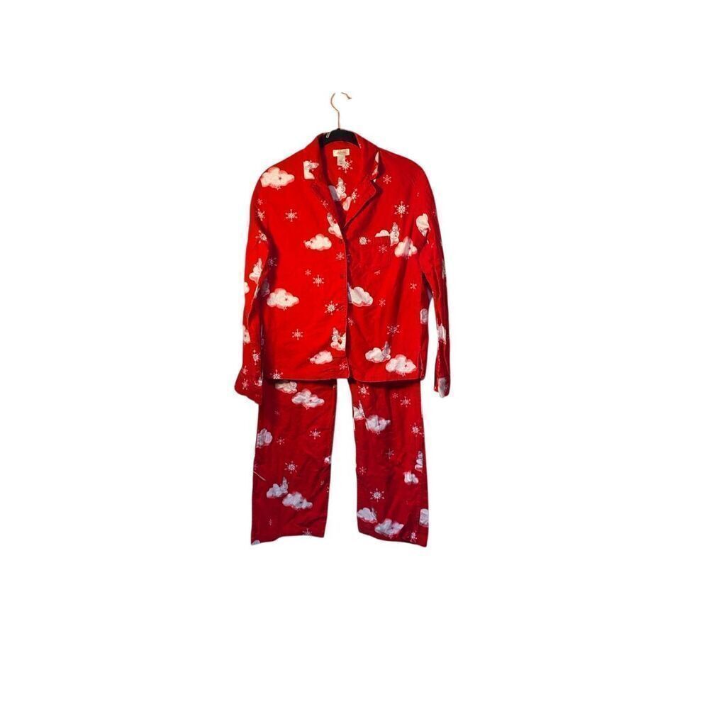 Silk and satin women’s winter, holiday, red and white snowman pajamas S/S